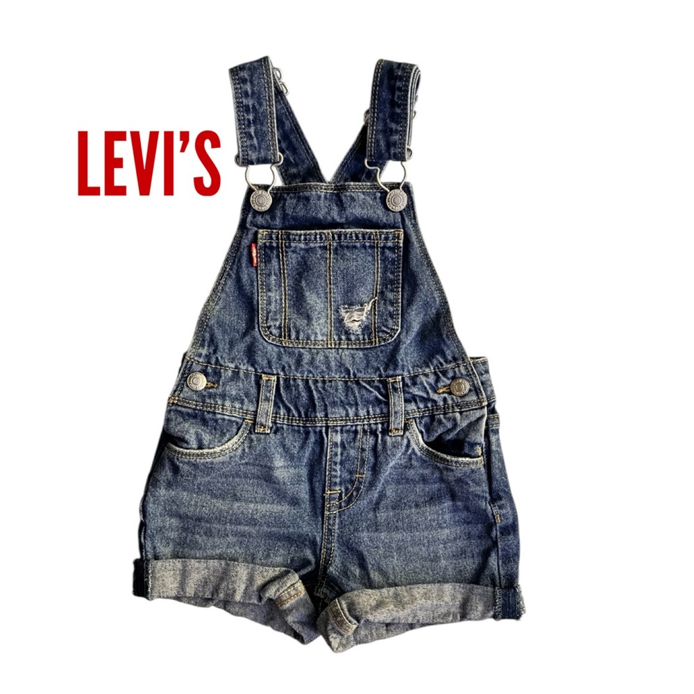 Levi’s Shortalls Distressed Blue Jean Overalls Size 3T